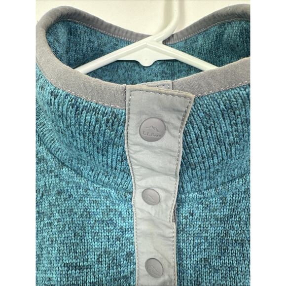 LL Bean Pullover Womens Small Reg Teal Blue Long Sleeve 1/4 Snap Sweater Fleece - Picture 3 of 10